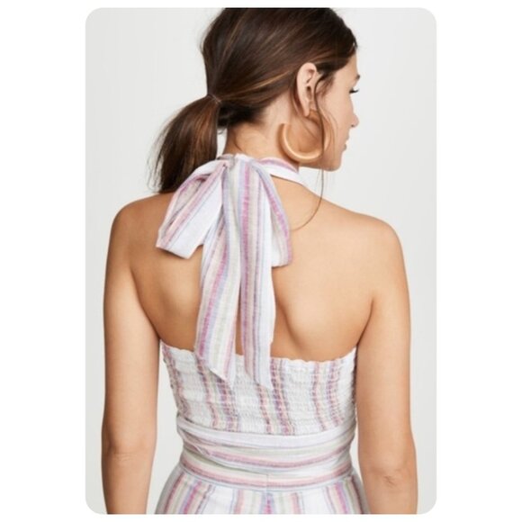 Amanda Uprichard MATCHING 2 Piece Ravine Positano Stripe Wrap Top & Pant sz L - Picture 3 of 13